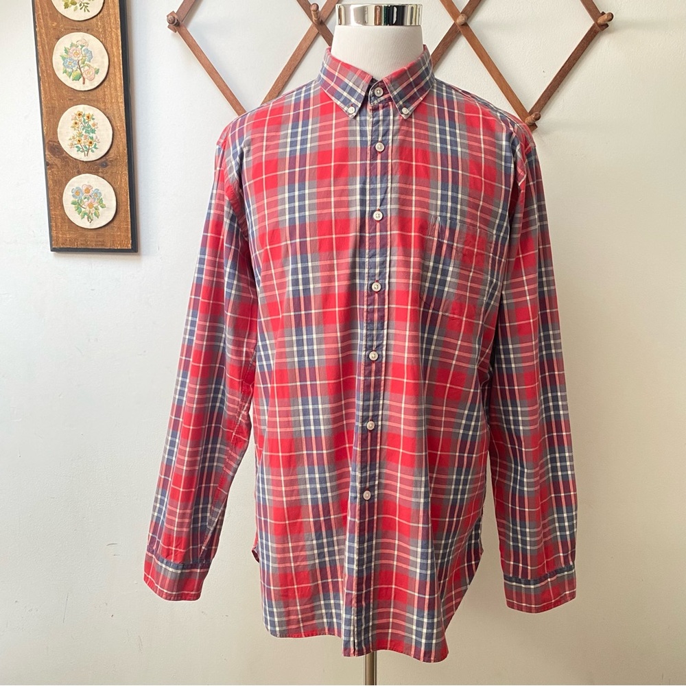 J Crew 2-Ply Cotton Oxford Plaid Button Down Shirt